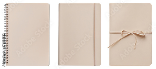Beige offiice notebook isolated on transparent background
