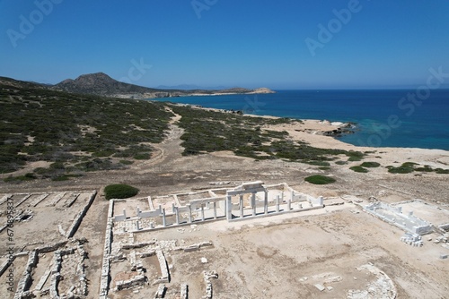 Aerial views from over the ancient ruins on the Greek Island of Despotiko photo