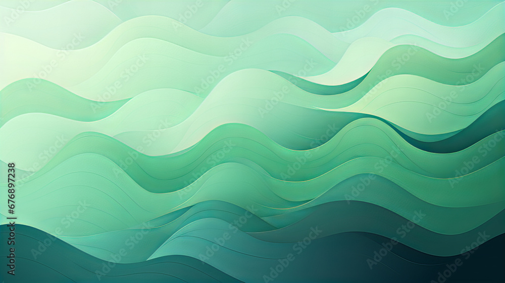 Obraz premium abstract wave in light and dark green colors, in the style of subtle gradients