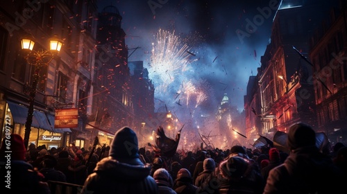The crowd is spellbound by the mesmerizing street acts on New Year's Eve 