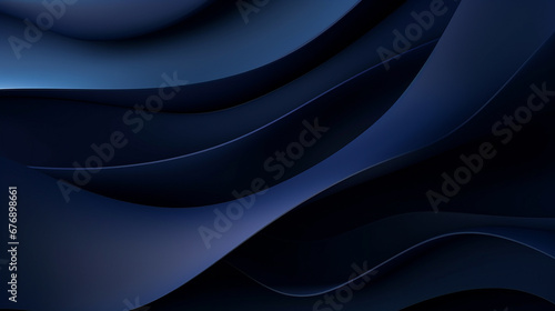 Dark blue paper waves abstract.