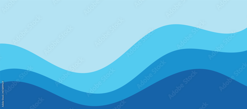 Fototapeta premium Blue river ocean wave layer vector background illustration
