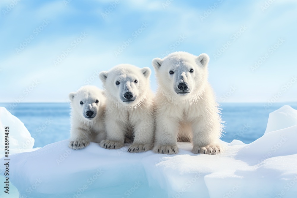 Polar bear cubs in the snow. Ai Generative Polar bear cubs in the snow. Ai Generative