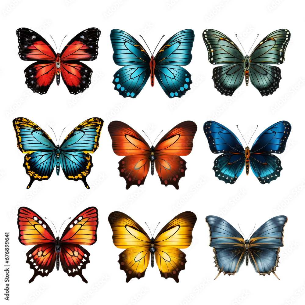 collection of butterflies, PNG collection of butterflies, PNG