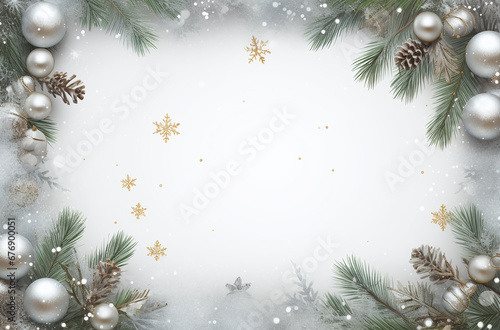 Christmas themed circular border on a white background, Festive idea.