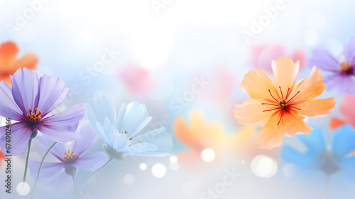 Colorful Cosmos Flowers with Soft Bokeh Background