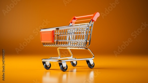 A shopping cart with sleek lines and minimal details. AI generate illustration