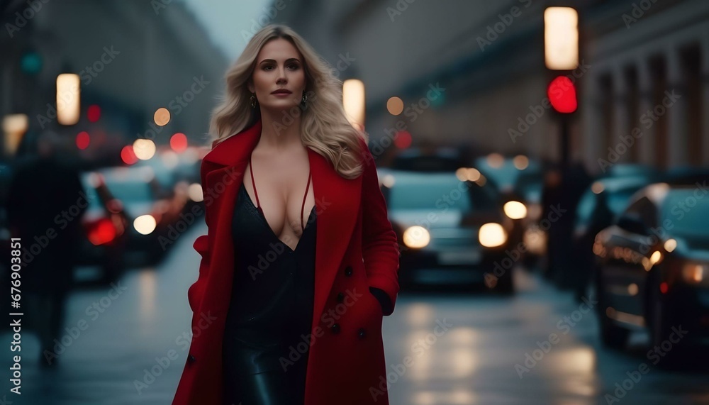 Obraz premium woman in dress walking in the city