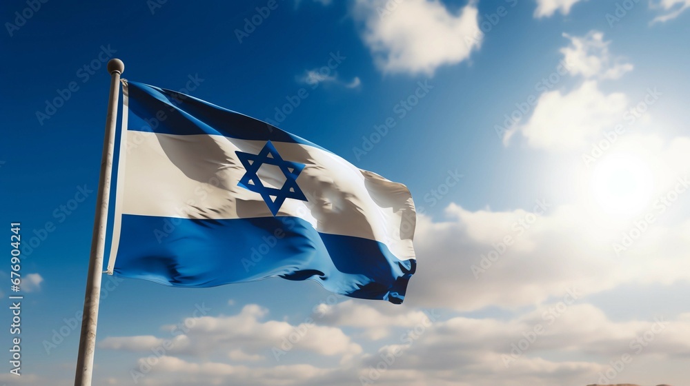 ISRAEL flag waving  Against a blue sky
Generative AI	