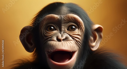 a baby chimpanzee with a happy face, Generative AI © Visual Vortex