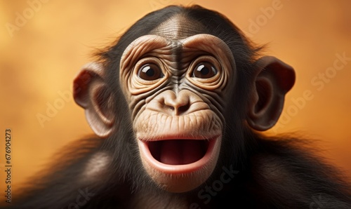 a baby chimpanzee with a happy face, Generative AI © Visual Vortex