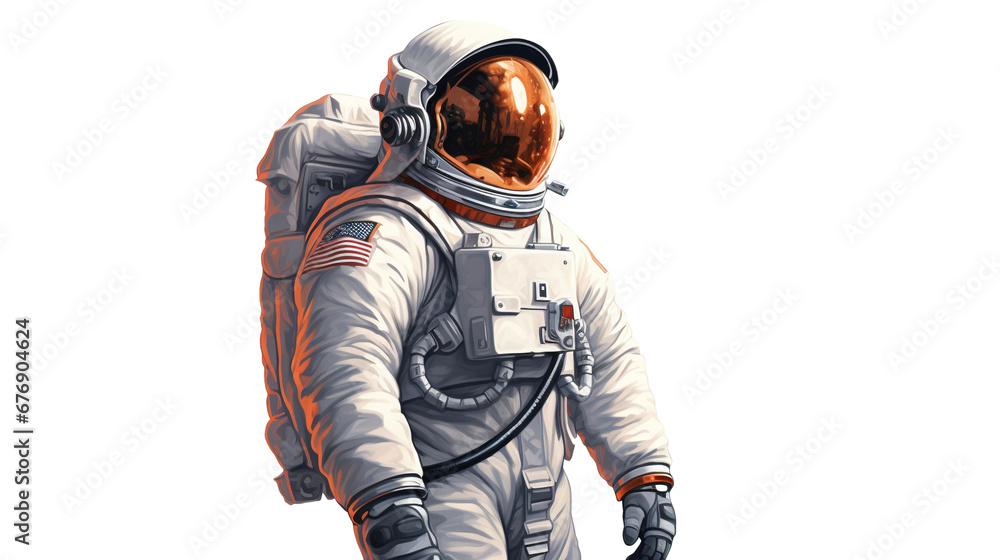 Astronaut in a spacesuit isolated on transparent background, image with background removed, created with Generative Ai technology. Astronaut in a spacesuit isolated on transparent background, image with background removed, created with Generative Ai technology.