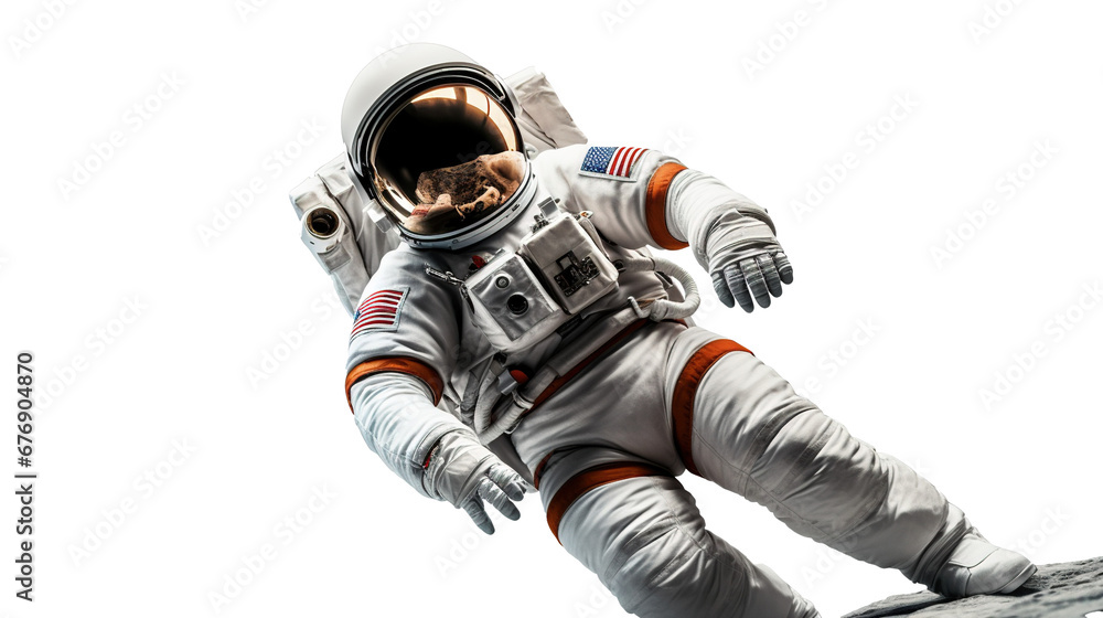 Astronaut in a spacesuit isolated on transparent background, image with background removed, created with Generative Ai technology.