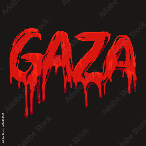 Hand drawn bloody GAZA lettering