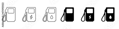 Gas filling station and electric car charging station vector icon. Refueling and charging symbols isolated vector illustration on white background EPS 10