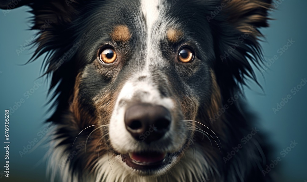 a herding dog face close up, Generative AI