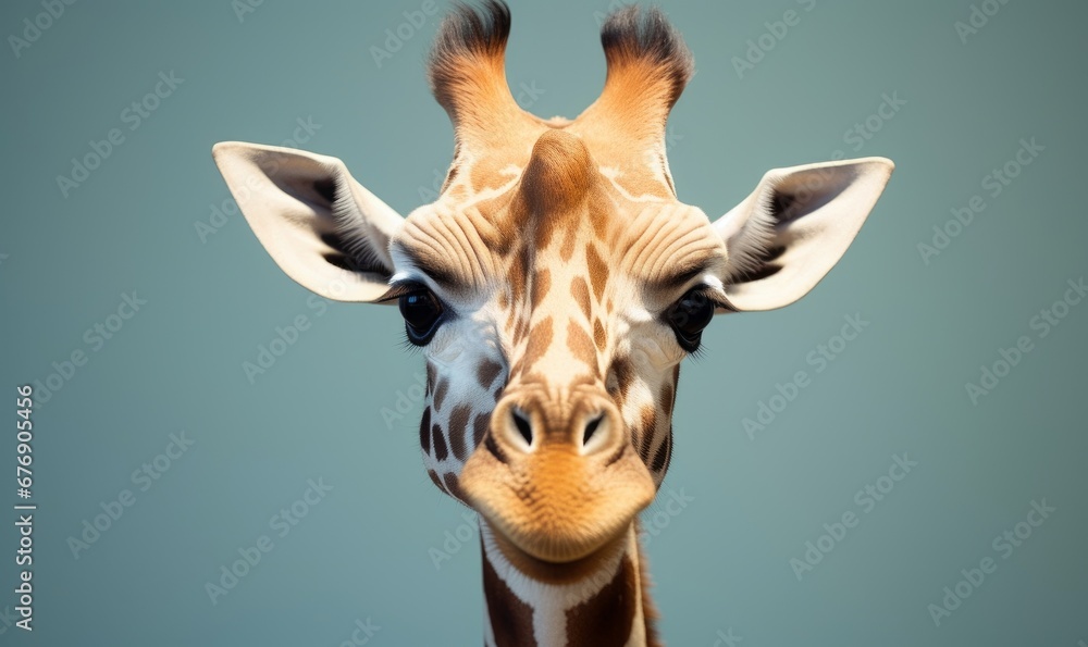 a baby giraffe face close up, Generative AI