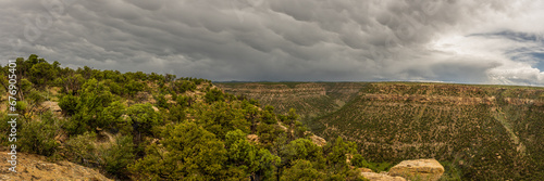 Pano of Dramatic Clouds Building Over School Section Canyon