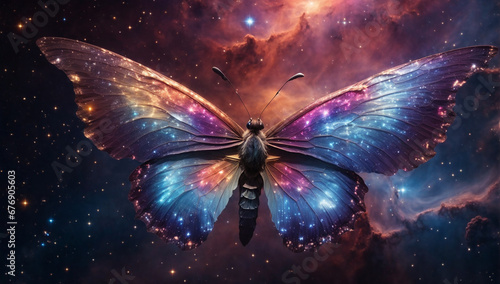 Nebulae in the shape of a cosmic butterfly, representing the beauty of the universe - AI Generative © Being Imaginative
