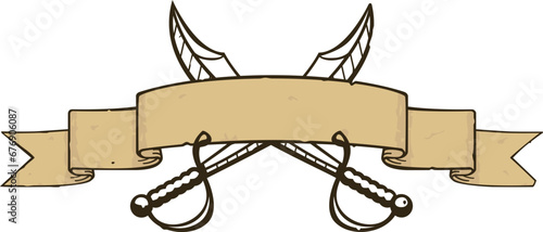 Parchment Banner with Crossed Sabres