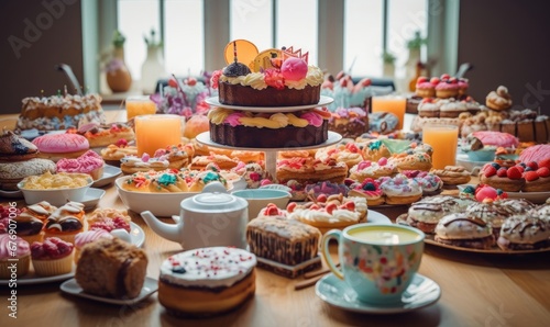 a table full of cakes and pastries  Generative AI