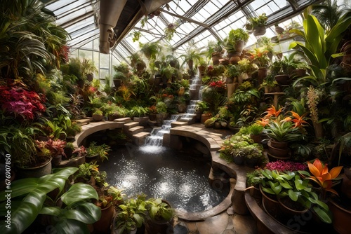 the greenhouse with tropical plants