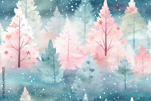 Forest Of Winter - Christmas Seamless Pattern - Floral aesthetic
