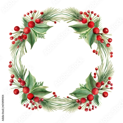 watercolor christmas decoration border element isolated