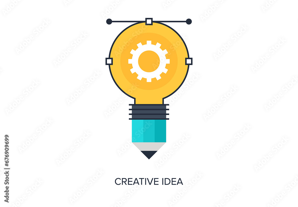 Abstract flat vector illustration of creative idea concept. Elements