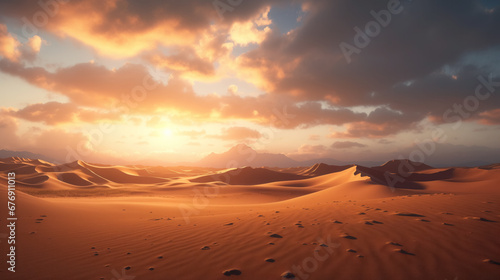 Desert dunes at sunset, a serene end to the day's heat.