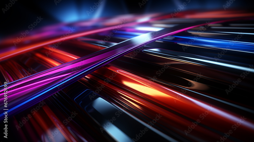 Neon lines abstract background 3d render Generative AI Neon lines abstract background 3d render Generative AI