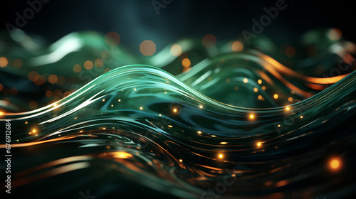 Neon lines with green lights Generative AI © Diana Zelenko