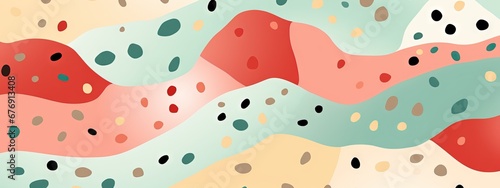 Terrazzo doodle scribble backdrop drawing pattern. Great as a simple background. Fun wallpaper for children. Geometrical shapes and lines, dots. Generative AI, AI