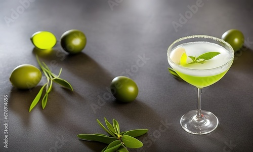 green olives in a glass of water