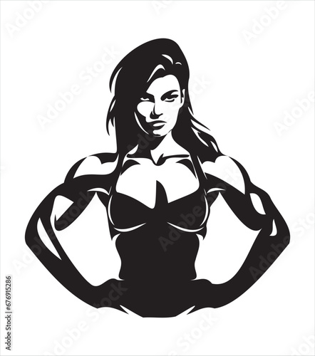 athletic woman silhouette, athlete woman drawing, gym prints, muscular woman drawing, eps, cutting file