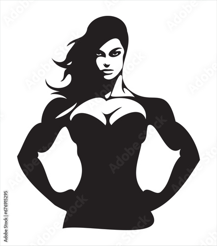 athletic woman silhouette, athlete woman drawing, gym prints, muscular woman drawing, eps, cutting file