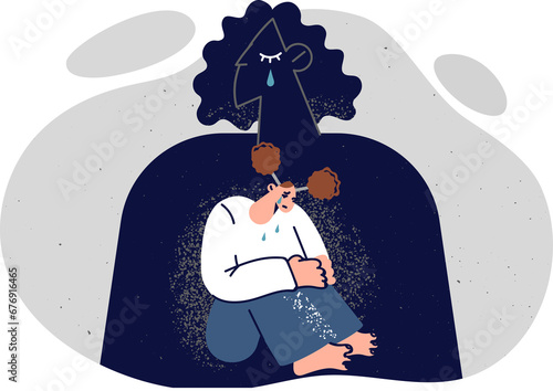 Billede på lærred Teenage girl experiences stress after receiving psychological trauma from parent