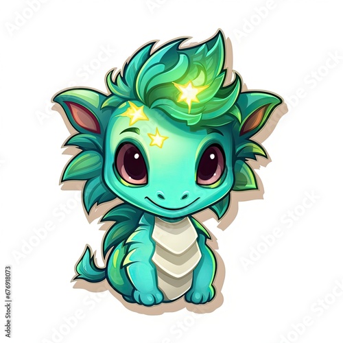Dragon emoji sticker. Cartoon magic dragon emoji. Bioluminescent dragon. Symbol of the New Year of the Dragon 2024. Collection of merry Christmas nylons  emojis and logos. Generative ai