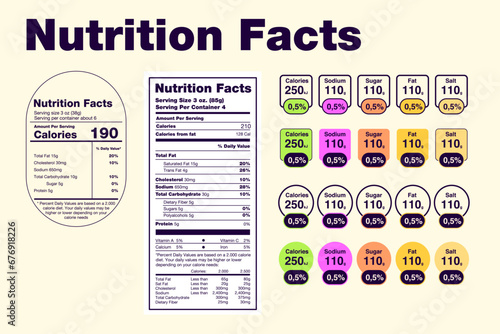 Nutrition Facts, Food, Calories, Nutritionist, Health, Human, Goodness Template Vector Design Element