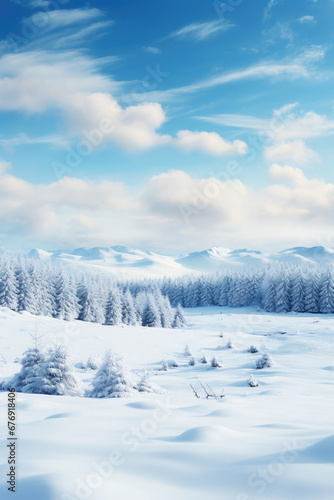 Beautiful winter landscape.Vertical photography