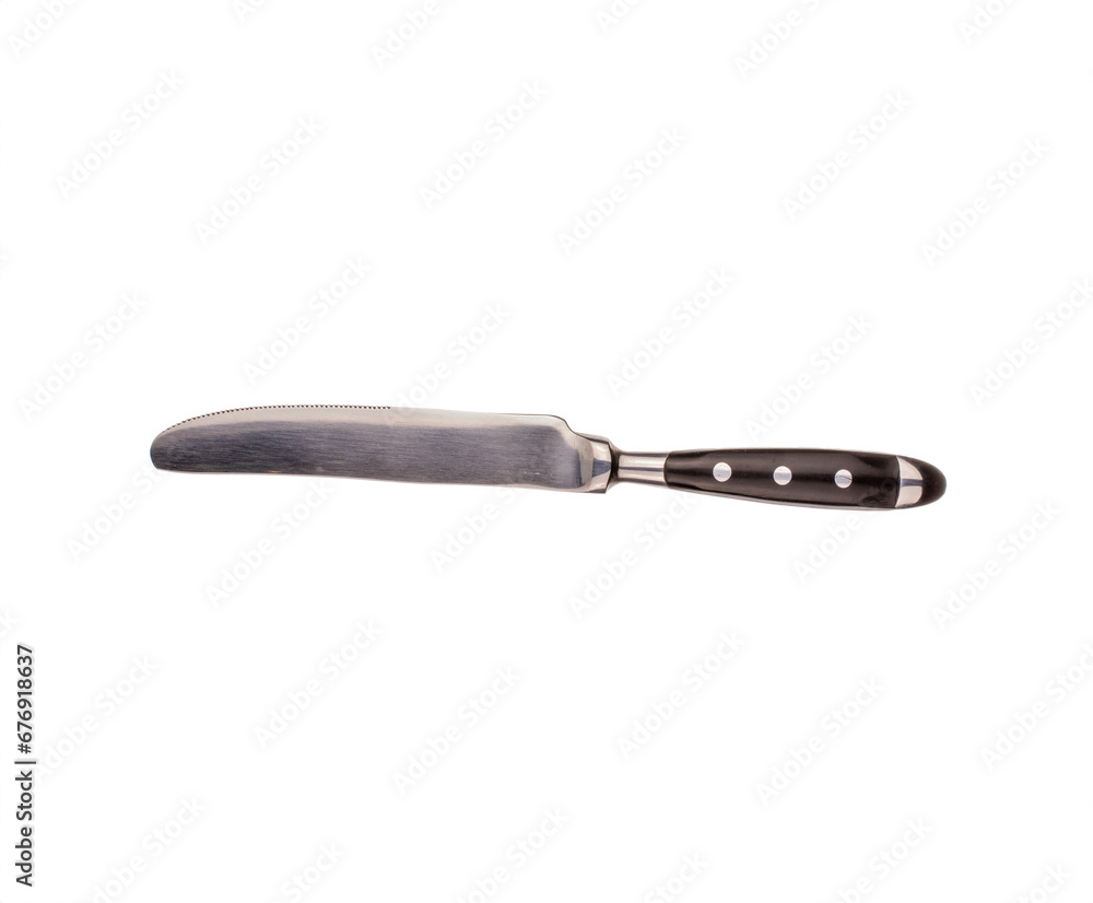 Fototapeta premium One metal knife, macro, isolated on white background.