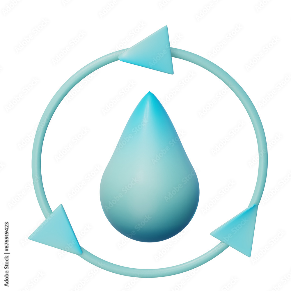a drop of water in a circle symbolizing the cycle of water purification and its conservation 3D render ecological icon