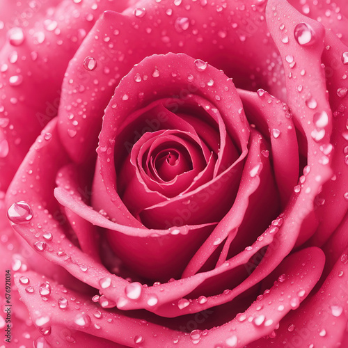 Pink rose with water drops. Valentin's Day rose. Love and affection.
