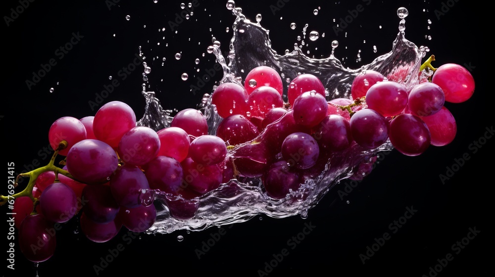 Blue grapes and water splashes. Blue grapes and water splashes.
