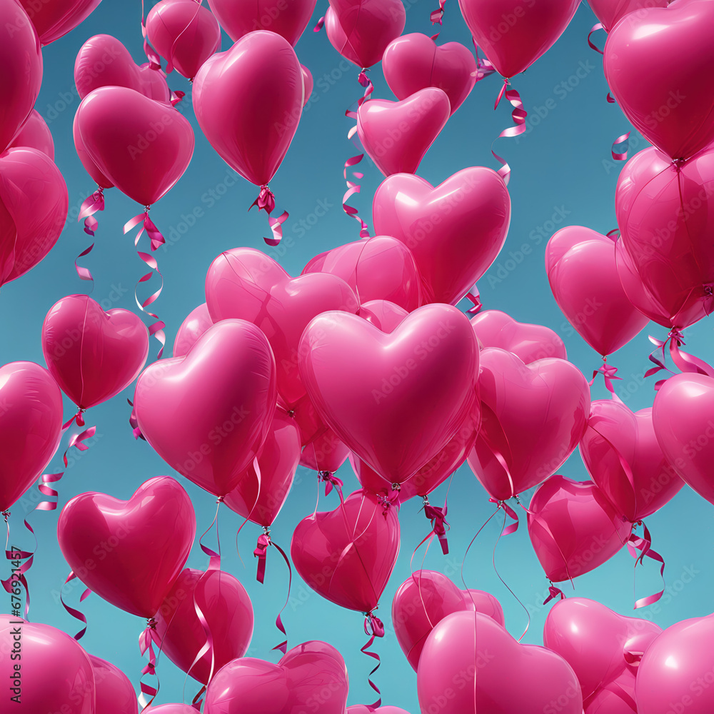 Heart shaped balloons. Valentin's Day. Love and affection.