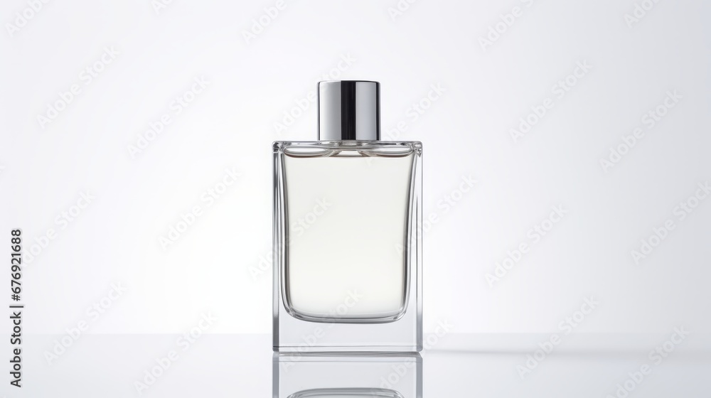 Transparent glass bottle with perfume. Transparent glass bottle with perfume.