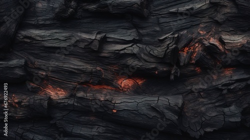 Texture of burnt tree bark. Generation AI