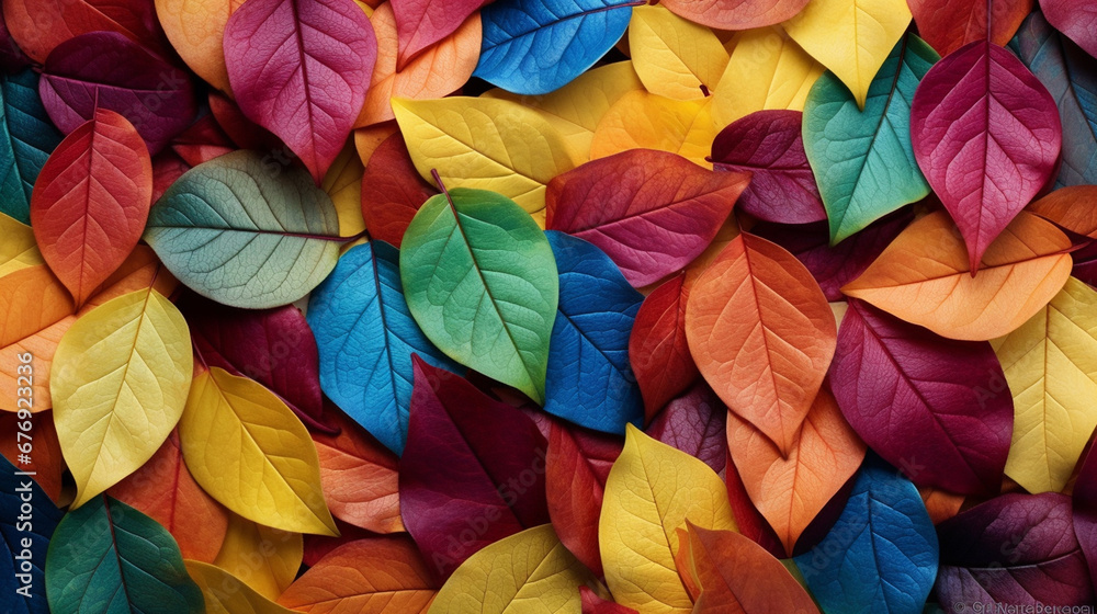 Multicolored autumn leaves background.Generative AI Multicolored autumn leaves background.Generative AI