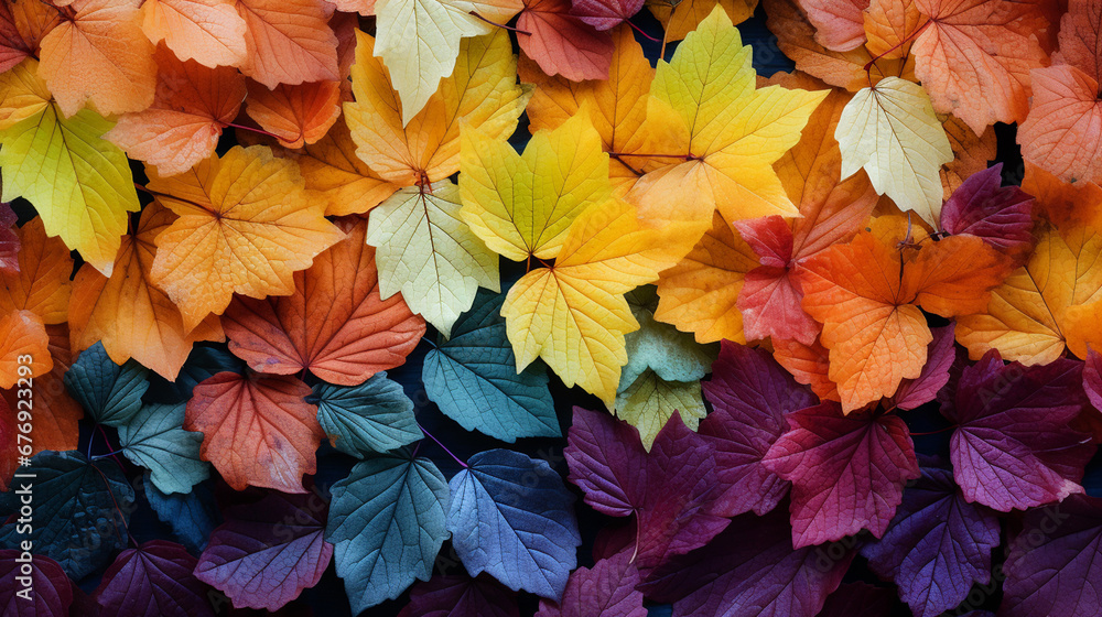 Multicolored autumn leaves background.Generative AI Multicolored autumn leaves background.Generative AI