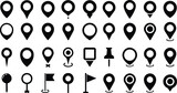 Location map pin icons set. Modern map marker collection. Pinpoint. Location pin icon. Map pin place marker. Map marker pointer icon. GPS location symbol. Flat style vector